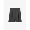 Claudie Pierlot Womens Anthracite Pleated Bermuda Wool-blend Shorts In Blue