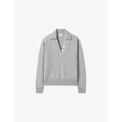 Claudie Pierlot Womens Anthracite Polo-collar Wool And Cashmere Jumper Xs In Multi