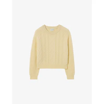 Claudie Pierlot Womens Baby Yellow Jacquard Relaxed-fit Wool And Cashmere-blend Jumper