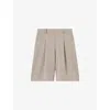 Claudie Pierlot Womens Beige Pleated-front Wide-leg High-rise Woven Shorts In Neutral
