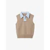 Claudie Pierlot Womens Removable-collar Sleeveless Knitted Jumper Beige In Brown