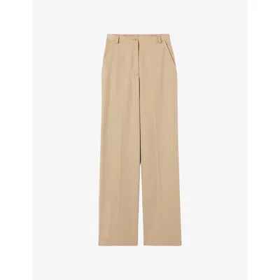 Claudie Pierlot Womens  Straight Full-length Cotton Trousers In Neutral