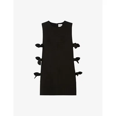 Claudie Pierlot Womens Bow-embroidered Sleeveless Woven Mini Dress Black