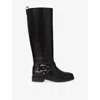 Claudie Pierlot Ring-detail Leather Knee-high Boots In Black