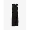 Claudie Pierlot Womens Black Button-down Round-neck Stretch-woven Midi Dress In Multi