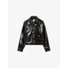Claudie Pierlot Womens Black Collared Relaxed-fit Leather Jacket In Black