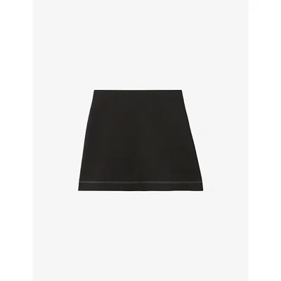 Claudie Pierlot Womens Black Contrast-stitch Straight Woven Mini Skirt