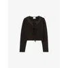 Claudie Pierlot Womens Cropped Tie-front Velour Cardigan Black In Black
