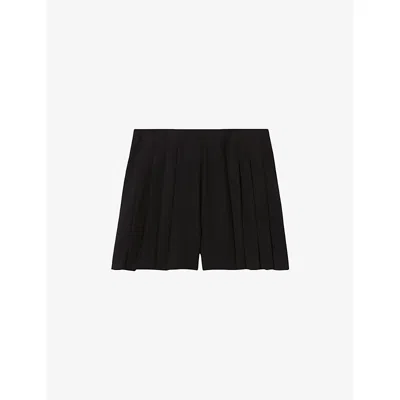 Claudie Pierlot Womens Black Flared Pleated Woven Shorts