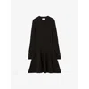 Claudie Pierlot Womens Black Flared-skirt Ribbed Knitted Mini Dress In Black