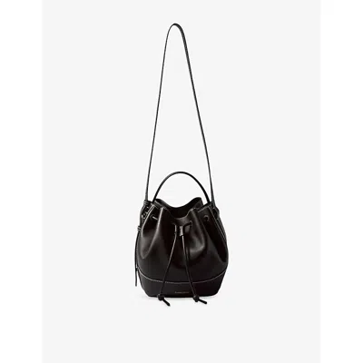 Claudie Pierlot Womens Logo-embossed Leather Bucket Bag Black