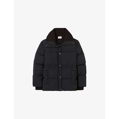 Claudie Pierlot Womens Black Padded Ribbed-collar Woven Puffer Jacket