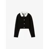 Claudie Pierlot Womens Removable-collar Cropped Knitted Cardigan Black In Black