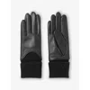 Claudie Pierlot Womens Black Ribbed Leather Gloves