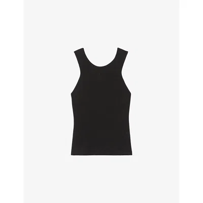 Claudie Pierlot Womens Black Round-neck Cotton Vest