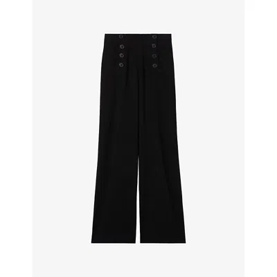 Claudie Pierlot Womens Black Sailor High-rise Woven Trousers