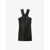 Claudie Pierlot Womens Sleeveless Bow-appliqué Stretch-woven Mini Dress Black In Black