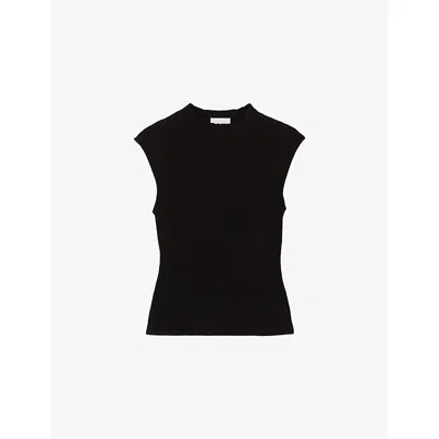 Claudie Pierlot Womens Black Sleeveless High-neck Knitted Top
