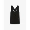 Claudie Pierlot Womens Black Sleeveless Lace-trim Stretch-woven Pinafore Dress In Black