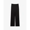 Claudie Pierlot Womens Black Straight-leg Belted-waist Satin Trousers In Black