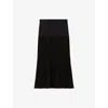 Claudie Pierlot Womens Black Two-tone Pleated Woven Midi Skirt In Black