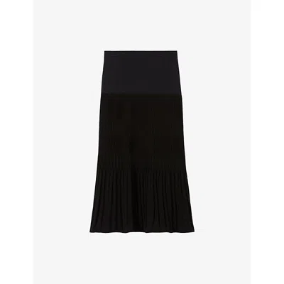 CLAUDIE PIERLOT WOMENS CLAUDIE PIERLOT TWO-TONE PLEATED WOVEN MIDI SKIRT
