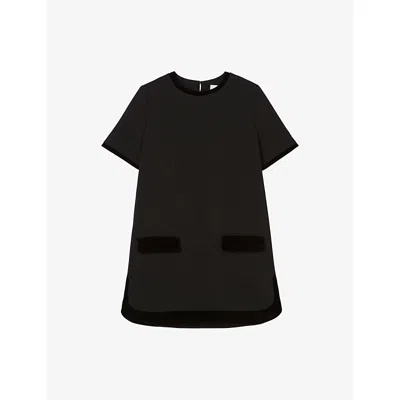 Claudie Pierlot Womens Velvet Short-sleeve Stretch-woven Mini Dress Black