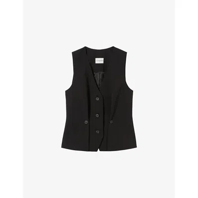 Claudie Pierlot Womens Black V-neck Sleeveless Woven Waistcoat