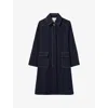 Claudie Pierlot Womens  Belted Mid-length Denim Trench Coat In Bleus