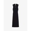 Claudie Pierlot Womens  Bow-embellished Sleeveless Knitted Midi Dress In Bleus