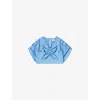Claudie Pierlot Womens Bleus Butterfly-embroidered Relaxed-fit Cotton Top In Blue