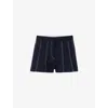 Claudie Pierlot Womens Bleus Contrast-stitch Pleated Cotton-blend Shorts In Bleus