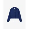 CLAUDIE PIERLOT WOMENS BLEUS CROPPED STRAIGHT LINEN-BLEND JACKET