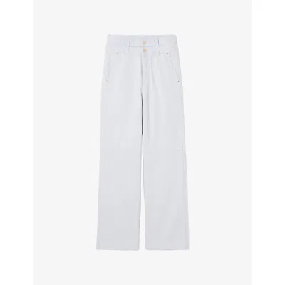 Claudie Pierlot Womens  Double-waistband Faded-wash Denim Jeans In Bleus