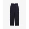 Claudie Pierlot Womens  Sequin-embellished Striped Wide-leg Mid-rise Cotton-blend Trousers In Bleus