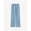 Claudie Pierlot Womens  Logo-embroidered Wide-leg Denim Jeans In Bleus