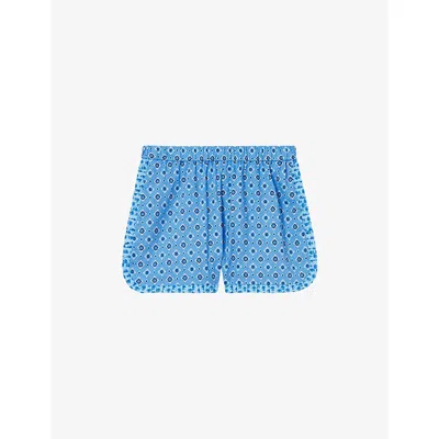 Claudie Pierlot Womens Bleus Printed Cotton Relaxed-fit Shorts