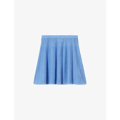 Claudie Pierlot Womens Bleus Ribbed Knitted Mini Skirt In Blue