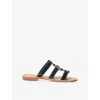 Shop Claudie Pierlot Womens Bleus Ring-hardware Leather Flat Sandals Eur 41 / 8 Uk