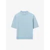 Claudie Pierlot Womens Bleus Short-sleeved Cropped Wool Jumper