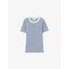 Claudie Pierlot Womens  Stripe Short-sleeve Fine-knit Top In Bleus