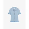 Claudie Pierlot Womens Bleus Striped Ribbed Knitted Top In Bleus