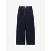Claudie Pierlot Womens  Wide-leg Contrast-stitch Denim Trousers In Bleus