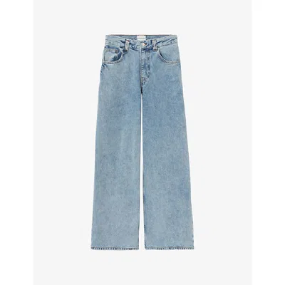 Claudie Pierlot Womens Blue Denim Wide-leg Denim Jeans