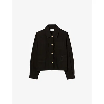 Claudie Pierlot Womens Branded-button Denim Worker Jacket Black Denim