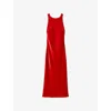 Claudie Pierlot Womens Bright Red Open-back Cross-strap Satin Maxi Dress