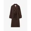 Claudie Pierlot Womens Brown Belted Lapel-collar Wool-blend Coat In Brown