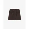 Claudie Pierlot Womens Brown Button-front Side-pocket Wool-blend Mini Skirt In Brown