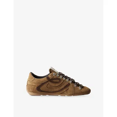 Claudie Pierlot Womens Brown Contrast-stitch Suede Trainers Eur 39 / 6 Uk