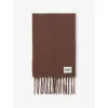 Claudie Pierlot Womens Brown Fringed Logo-tag Wool And Alpaca-blend Scarf In Brown
